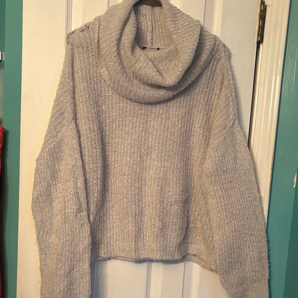 Opalescent Metallic Cowl Neck Sweater